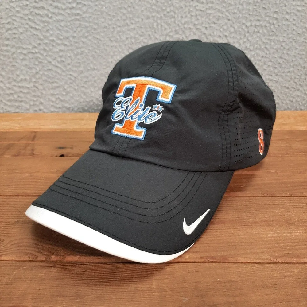 Nike Golf Hat Adult Black‎ White Strap Back Cap Elite T Swoosh Golfing Preppy